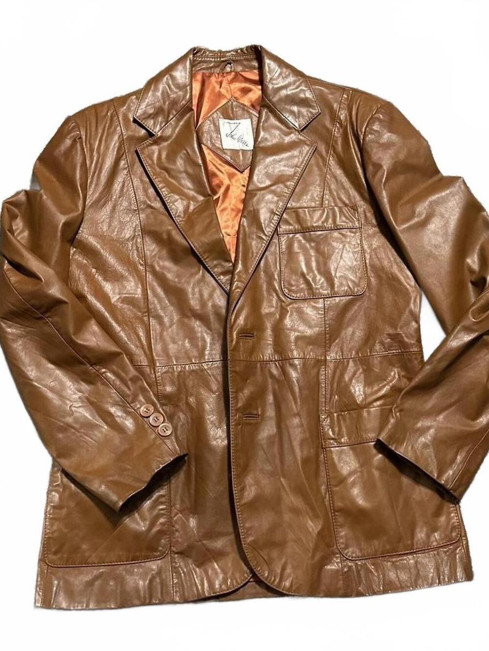 Vintage 70s John Weitz Leather Jacket Brown Neutral Size L